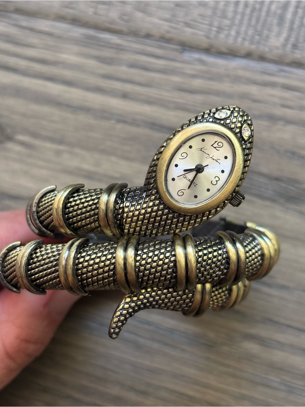 Kenneth Jay Lane |Serpent Snake Wrap Bracelet Watch Quartz Antique Needs Battery